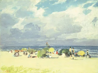 Lila strandscen