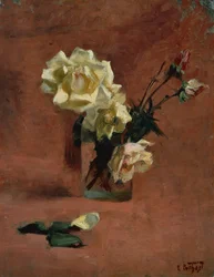 Stilleben med rosor i ett glas (olja på duk)