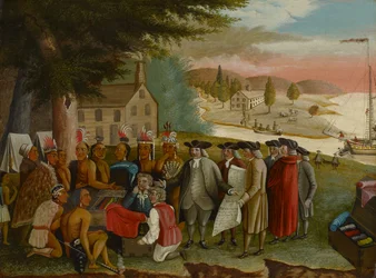 Penns fördrag med indianerna, ca 1830-40 (olja på duk)