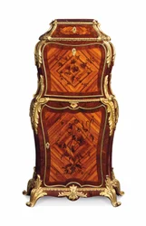 Petit secretaire a batattant, ca 1860 (ormolu med kingwood, tulpanwood & amaranth intarsia)