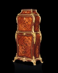 Petit secretaire a batattant, ca 1860 (ormolu med kingwood, tulpanwood & amaranth intarsia)