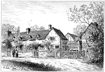 Mary Ardens stuga i Wilmcote, Warwickshire, 1885.
