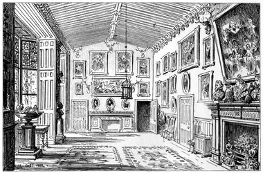 Den stora salen i Charlecote Park, Warwickshire, 1885.