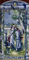 August, från en serie kakelpaneler för det holländska köket, 1867-8