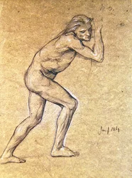Studie av manlig nakenmodell för Den förlorade sonens återkomst, 1869