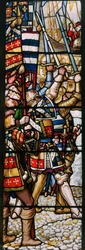 Kejsar Sigismunds landstigning i Dover 1416, detalj, 1864 (målat glas)
