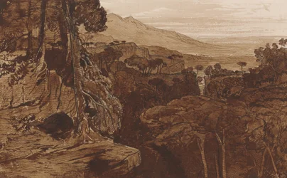 Bavella, Korsika, ca 1868 (penna och bläck med tvätt på papper)