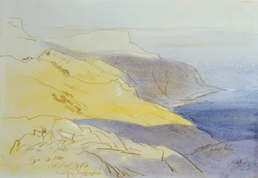 Coastal Landscape, Eza, 1864 (wc, penna och bläck på papper)