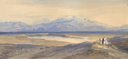 Mount Olympus från Larissa, Thessalien, Grekland, 1850-85.