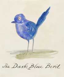 The Dark Blue Bird, från sexton teckningar av komiska fåglar (penna och bläck wc på papper)