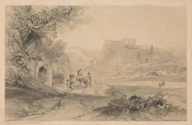 Valmontone, ur ”Vyerna över Rom och dess omgivningar”, 1841