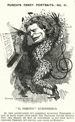 Punch tecknad: Anton Rubinstein, rysk pianist, kompositör och dirigent (gravyr)