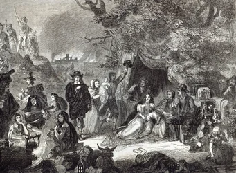 Highgate Fields under den stora branden i London 1666