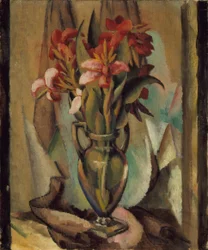 Blommor i en handtagen vas, 1919-22