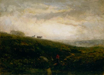Namnlösa kor som går nedför sluttningen, 1881.