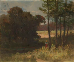 Namnlöst landskap med träd och kvinna, 1894.