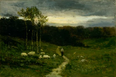 Kvinna som går längs stigen, 1882.