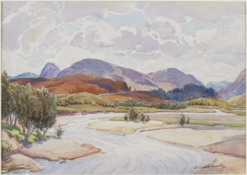 On the Spey (penna och akvarell på papper)