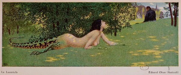 Lucertola (hälften hona, hälften grön ödla), 1908