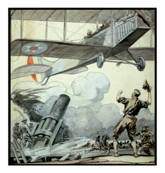 Flygplan, artilleripistol och soldater av Edward Penfield