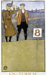 Par som spelar golf - i "" Golf Calendar"" av Edward Penfield, red. 1899