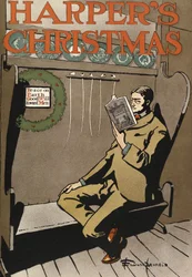 Affischreklam för Harpers New Monthly Magazine, jul 1897 (färglitografi)