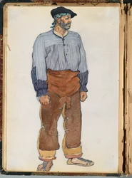Spansk skiss, ca 1911 (wc & grafit på papper monterad i klippbok)