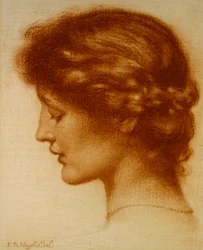 Porträtt av Rosalind (röd krita på papper)