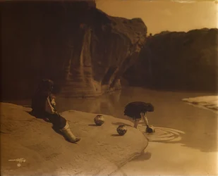 Vid den gamla brunnen i Acoma, ca 1904 (orotone)