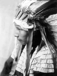 Cheyenne flicka, The Daughter of Bad Horse (profil), ca. 1905, foto Edward S. Curtis