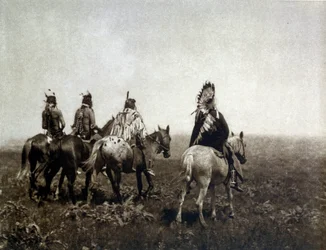 Indisk krigare (The Apsaroke) rider på slätten
