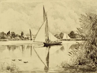 The Bure: On Wroxham Road, ca 1880 (etsning)