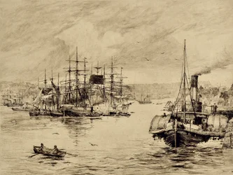 The Tyne: At Shields, ca 1880 (etsning)