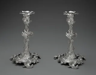 Ett par ljusstakar, ca 1755-56 (silver)