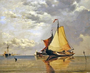 Holländska båtar utanför Fort Lillo, Scheldtmynningen
