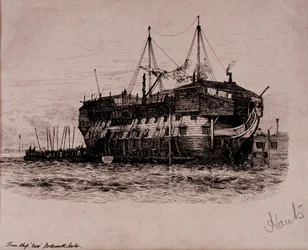 Fängelsefartyget "York" i Portsmouths hamn