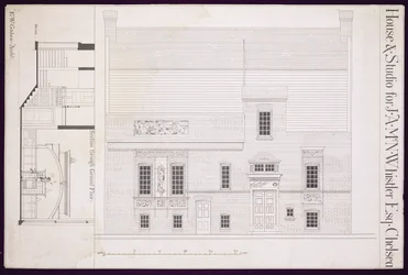 Plan för hus och ateljé för J.A.M. Whistler Esq, Chelsea, ca 1877-78 (se även 176477)