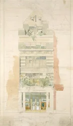 Design för fasaden av McLean Fine Art Galleries, Haymarket, London (akvarell och penna på papper) (se 237077 för detaljer)
