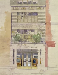 Design för fasaden till McLean Fine Art Galleries, Haymarket, London (akvarell och blyerts på papper) (se även 176480)