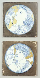 Gemini and Cancer, c.1878 (överglasyr och förgylld dekoration på underglasyrtransferdesign)