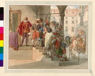 En deputation av de österrikiska protestanterna står framför kejsar Ferdinand II. 1619 (Sturm framställan)