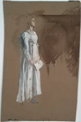 En figur i klassisk klädsel.