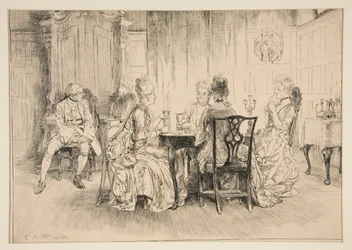 Dining Scene - illustration för Austin Dobson