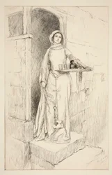 Gå in på Mistress Anne Page med vin - Akt I, Scene I, Merry Wives of Windsor