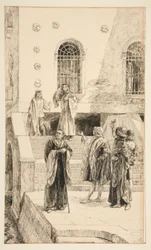 Exuent Salarino och Salanio, från akt I, Scene i, Merchant of Venice