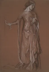 Figurstudie. Kol och krita på rött papper.