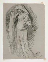 Figurstudie för Castle of the Maidens, från The Quest of the Holy Grail (en serie med femton målningar för Boston Public Library, färdigställd 1901)