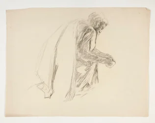 Figurstudie för Sir Lancelot och Sir Bors outfit Galahad med hans sporrar, från The Quest of the Holy Grail (andra i en serie av femton målningar för Boston Public Library, färdigställd 1901)