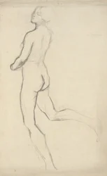 Figurstudie för The Hours (15.00) - väggmålningsdekoration i State Capitol-byggnaden i Harrisburg, Pennsylvania, 1902-1911 (slutförd av John Singer Sargent)