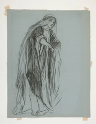 Figurstudie för Castle of the Maidens(?), från The Quest of the Holy Grail (en serie med femton målningar för Boston Public Library, färdigställd 1901)